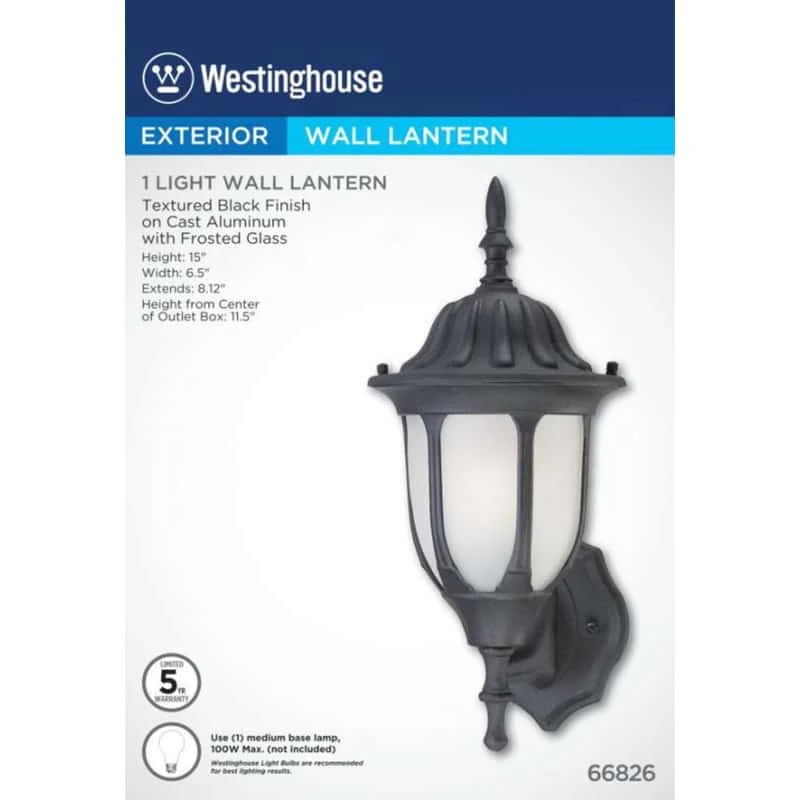 Westinghouse Textured Black Incandescent Wall Lantern - Image 2