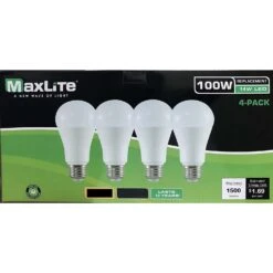 MaxLite A19 E26 (Medium) LED Bulb Daylight 100 Watt Equivalence 4 Pk