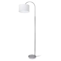 All The Rages Simple Designs 66 In. Brushed Nickel Silver/White High Arch Floor Lamp