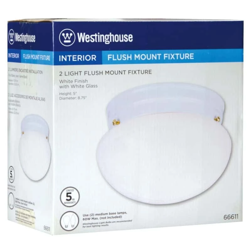 Westinghouse 5 In. H X 8.75 In. W X 8.75 In. L White Ceiling Light - Image 2