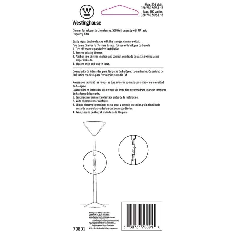 Westinghouse Brass 500 W Rotary Dimmer Knob 1 Pc - Image 2