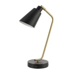 Globe Electric 17 In. Matte Black Desk Lamp W/Charging Station