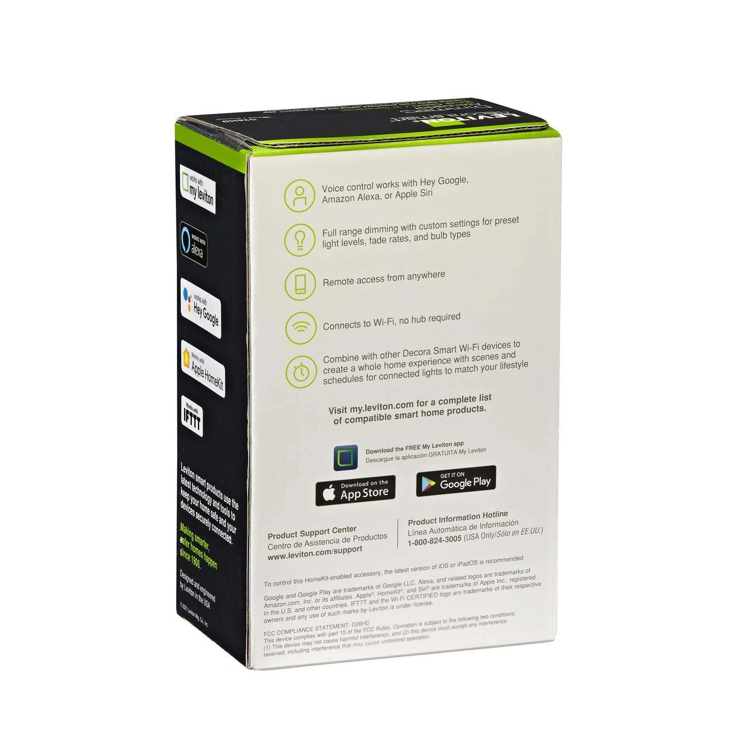 Leviton Decora White 600 W Toggle Smart-Enabled Dimmer Switch 1 Pk - Image 5