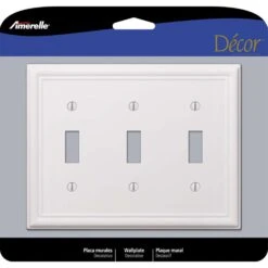 Amerelle Chelsea White 3 Gang Stamped Steel Toggle Wall Plate 1 Pk