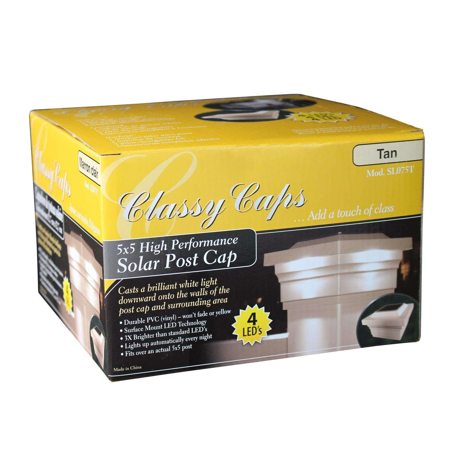 Classy Caps Tan Solar Powered 1 W LED Post Cap Light 2 Pk - Image 5