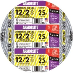 Southwire 25 Ft. 12/2 Stranded Aluminum Armored MC Metal Clad Cable