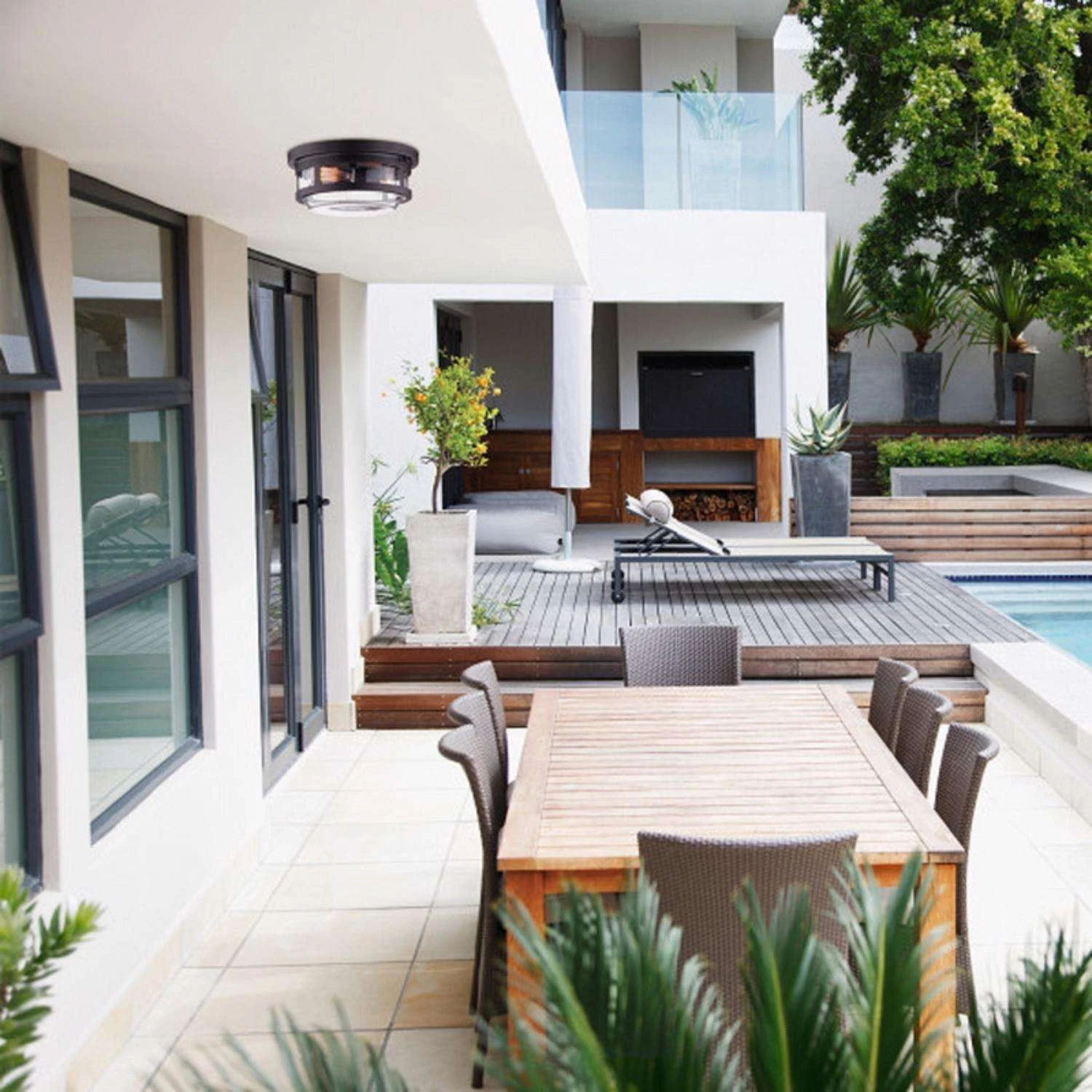 Globe Electric Wolfe Switch Natural Bronze Dimmable Outdoor Light Fixture Hardwired - Image 3