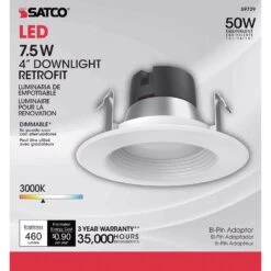 Satco Nuvo White 4 In. W Plastic LED Dimmable Recessed Downlight 7.5 W