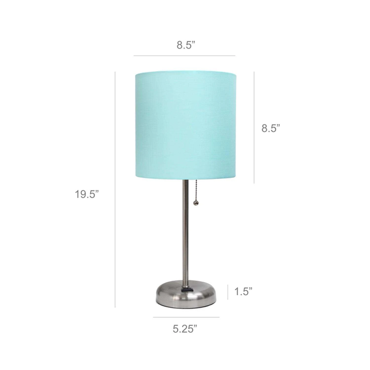 LimeLights 19.5 In. Brushed Steel Aqua Table Lamp With Charging Outlet - Image 3