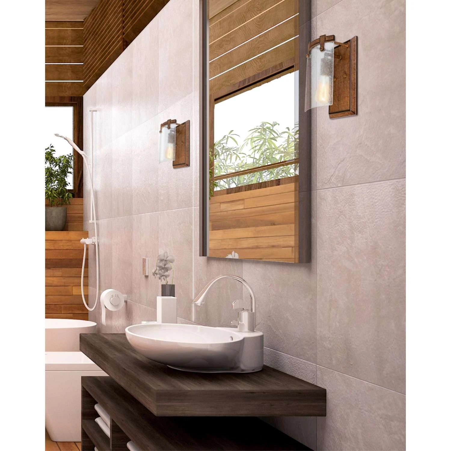 Westinghouse Burnell 1-Light Burnwood Brown Wall Sconce - Image 4