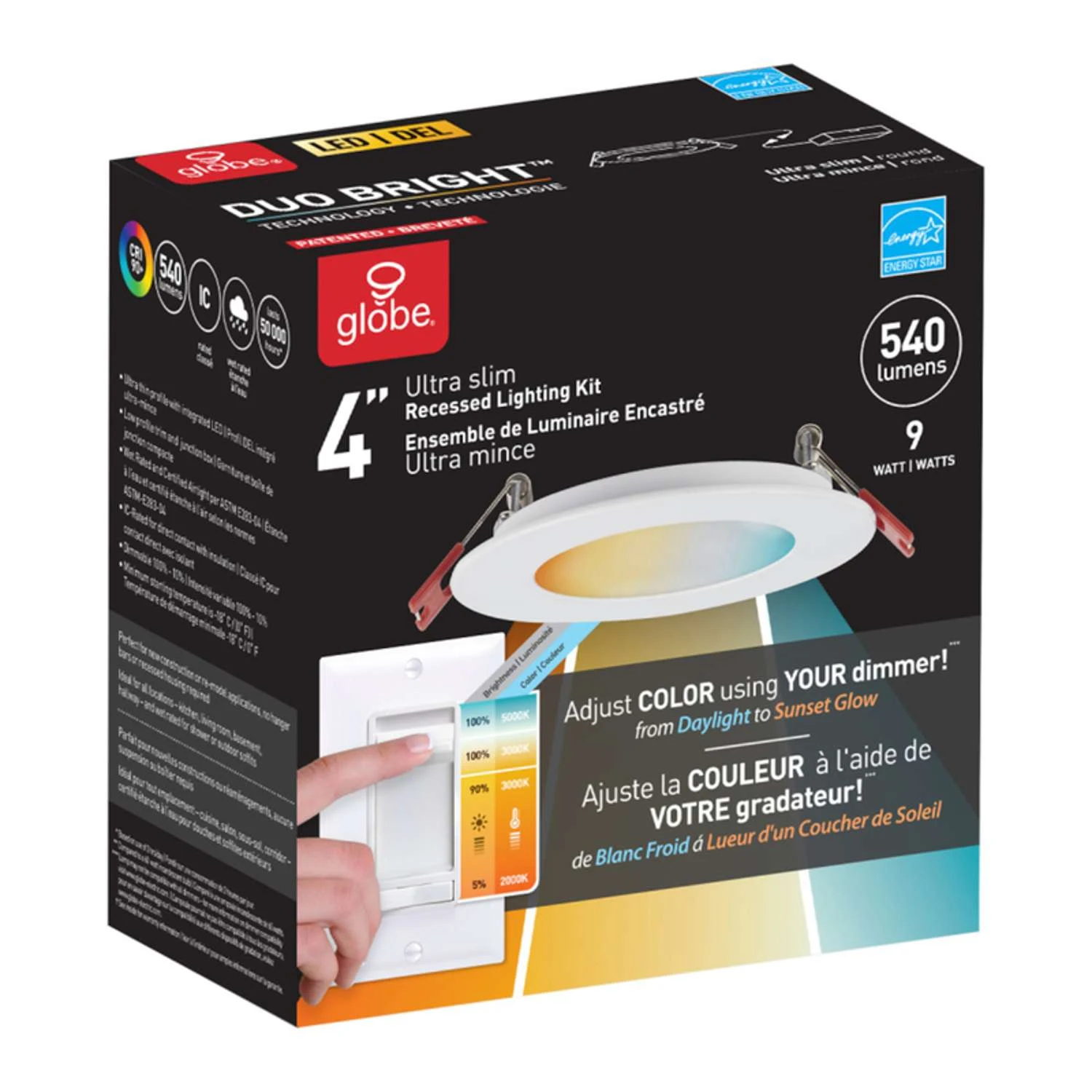 Globe Electric Ultra Slim Energy Star Frost White 4 In. W Metal LED Canless Recessed Downlight 9 W