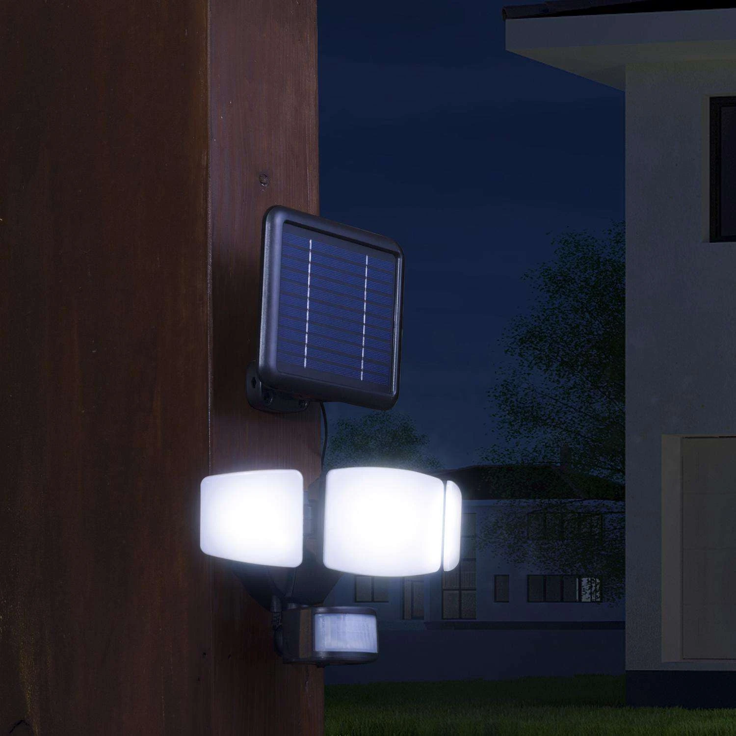 Glitzhome Dusk To Dawn Solar Powered LED White Security Floodlight - Image 2