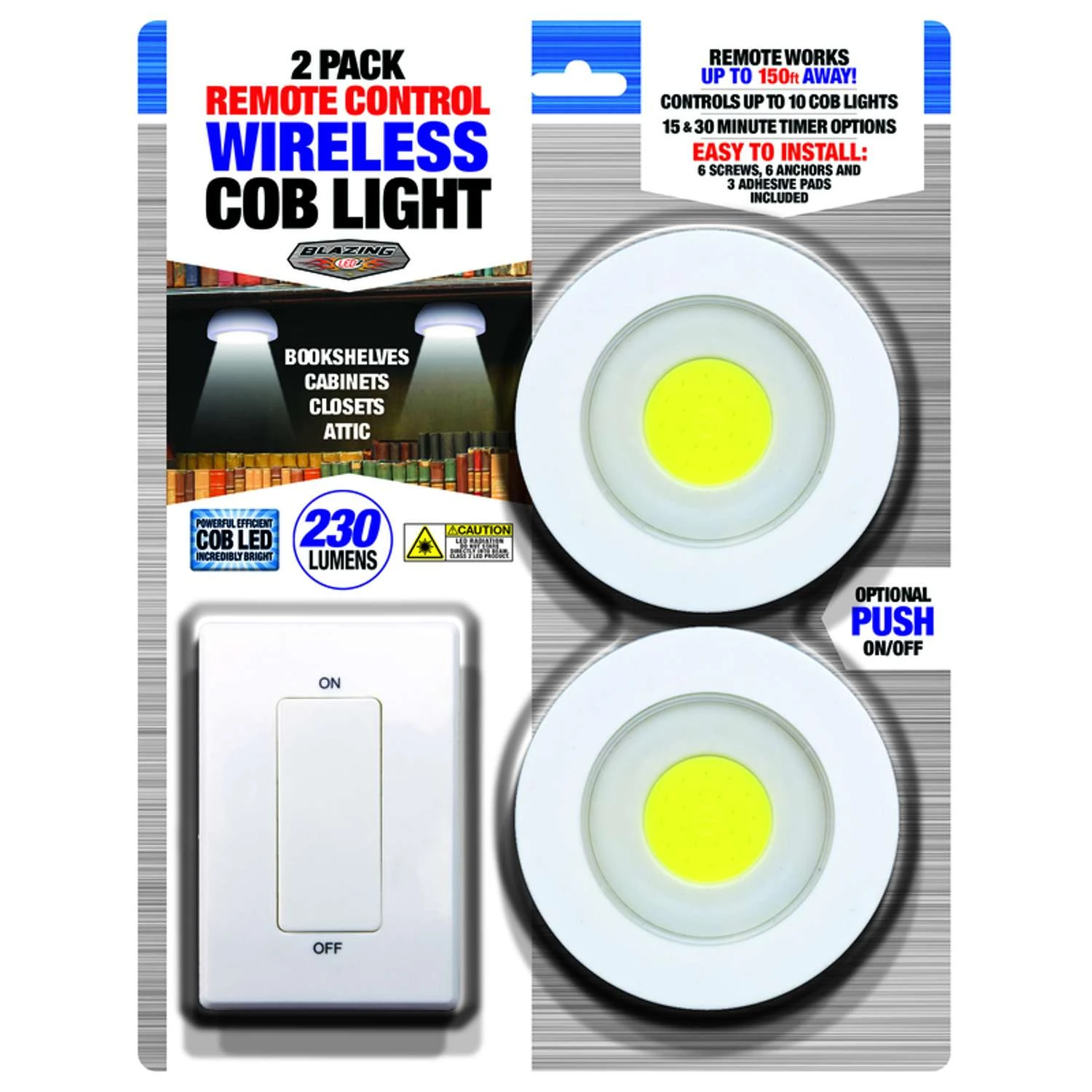 Blazing LEDz White Battery Powered LED Wireless Lights 2 Pk - Image 2