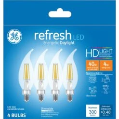 GE Refresh CAC E12 (Candelabra) LED Bulb Daylight 40 Watt Equivalence 4 Pk