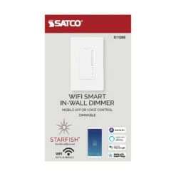 Satco Starfish Single Pole Rocker/Tap Smart-Enabled Dimmer Switch White 1 Pk
