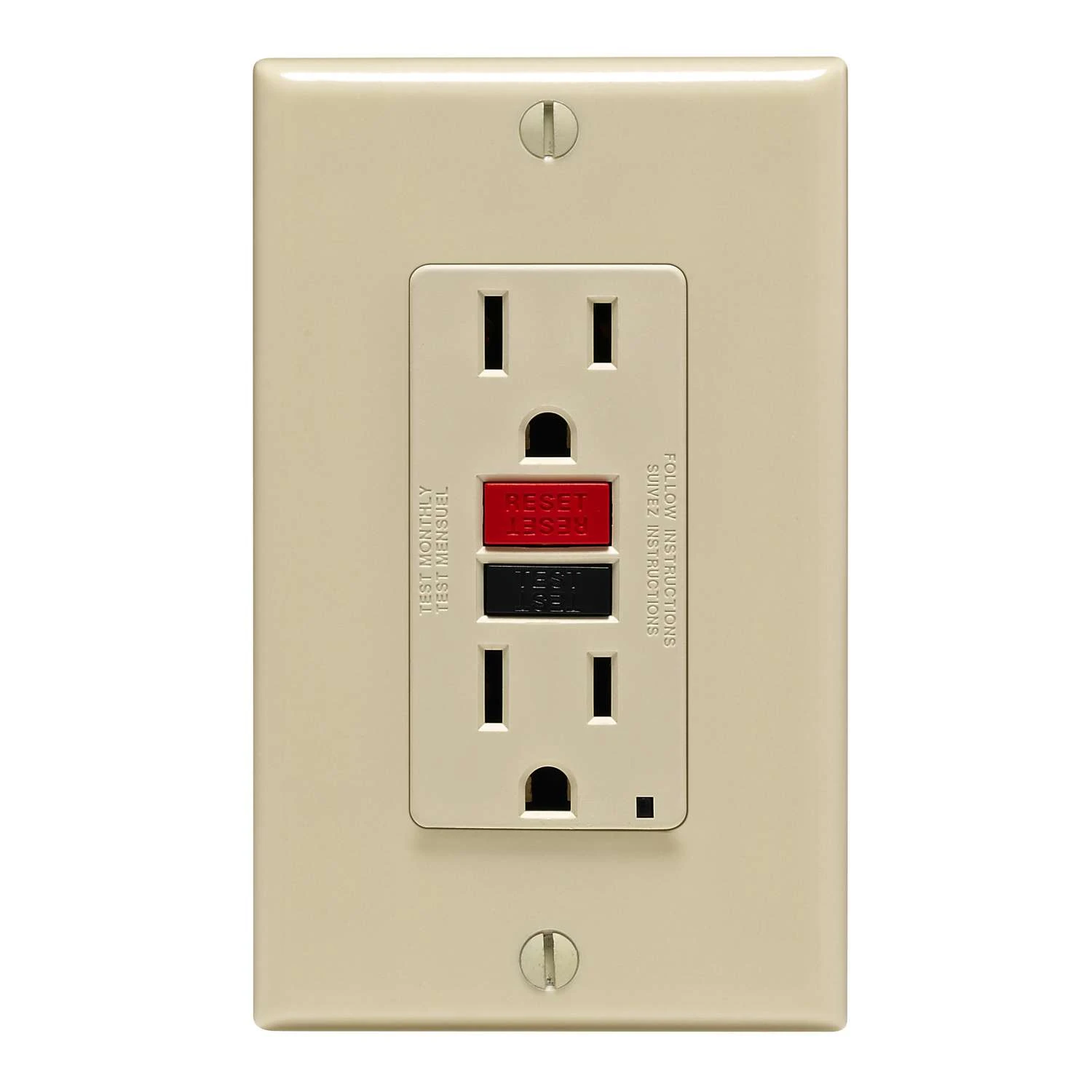 Leviton 15 Amps 125 V Ivory GFCI Outlet 5-15R 1 Pk