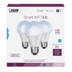 Feit Smart Home A19 E26 (Medium) Smart-Enabled LED Bulb Daylight 60 Watt Equivalence 3 Pk
