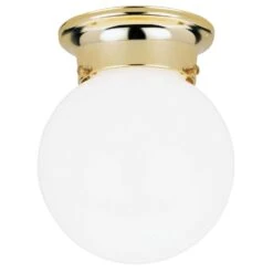 Westinghouse 7-1/4 In. H X 6 In. W X 6 In. L Polished Brass White Ceiling Light