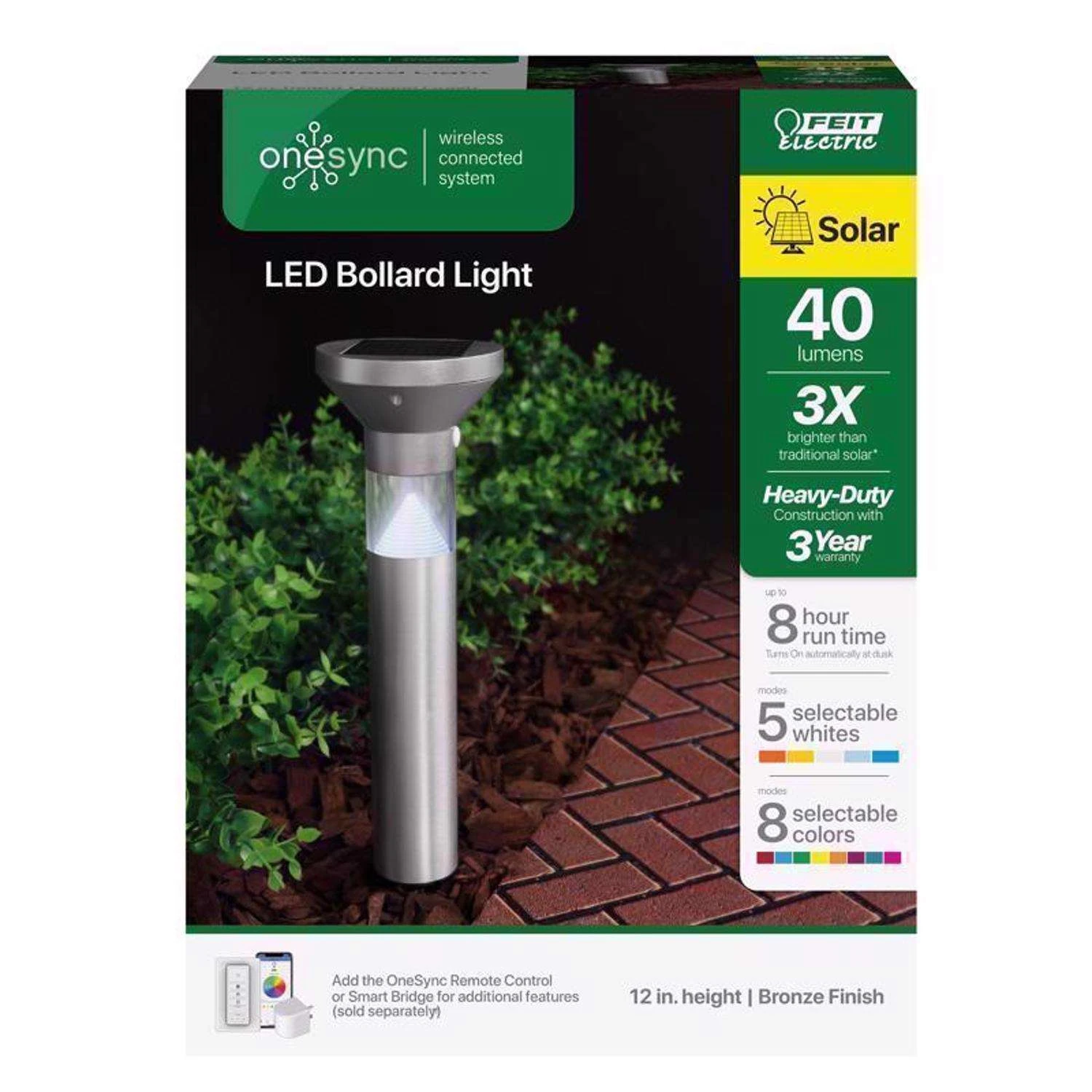 Feit OneSync Brushed Nickel Solar Powered 40 W LED Bollard Light 1 Pk - Image 2