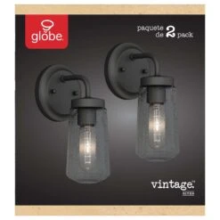 Globe Electric River 1-Light Matte Black Vintage Wall Sconce