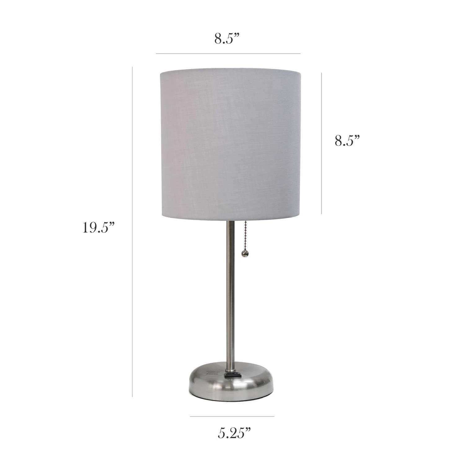 LimeLights 19.5 In. Brushed Steel Gray Table Lamp With Charging Outlet - Image 3
