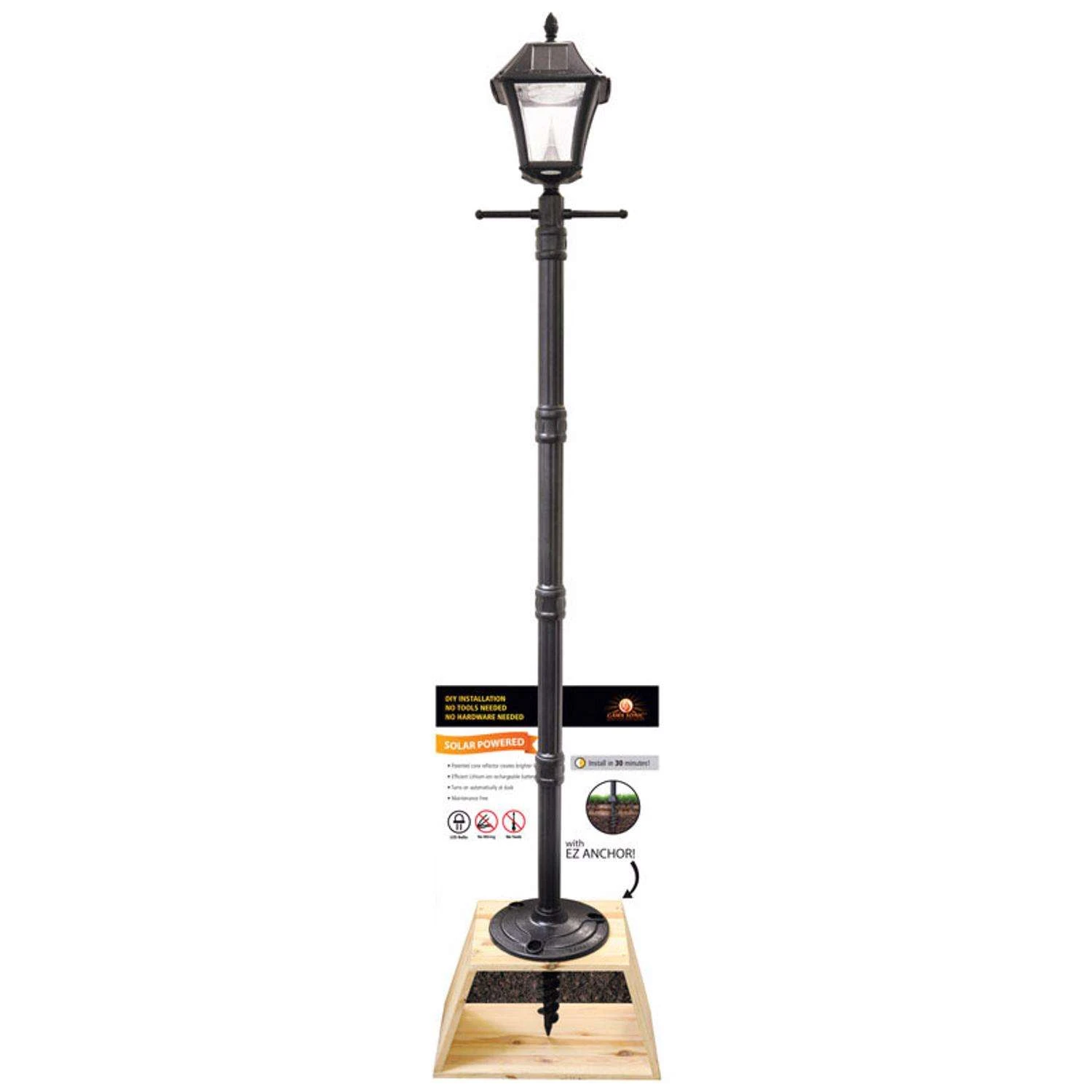 Gama Sonic Baytown 2 Semi-Gloss Solar Powered 2.4 W LED Post Light And Lamp Post 1 Pk - Image 3