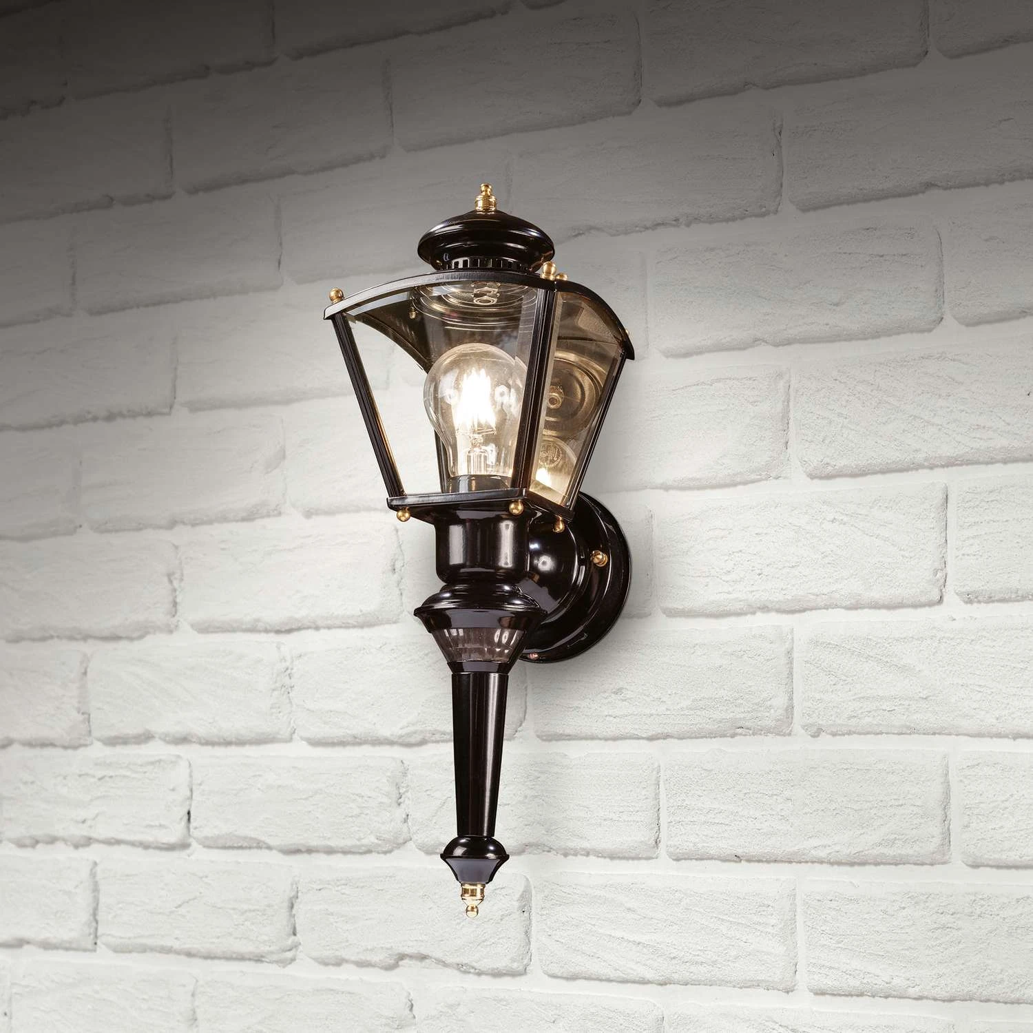 Heath Zenith Black Motion-Sensing Incandescent Wall Lantern - Image 3