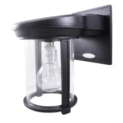 Gama Sonic Solar Coach Lantern Semi-Gloss Black Dusk To Dawn LED Wall Lantern