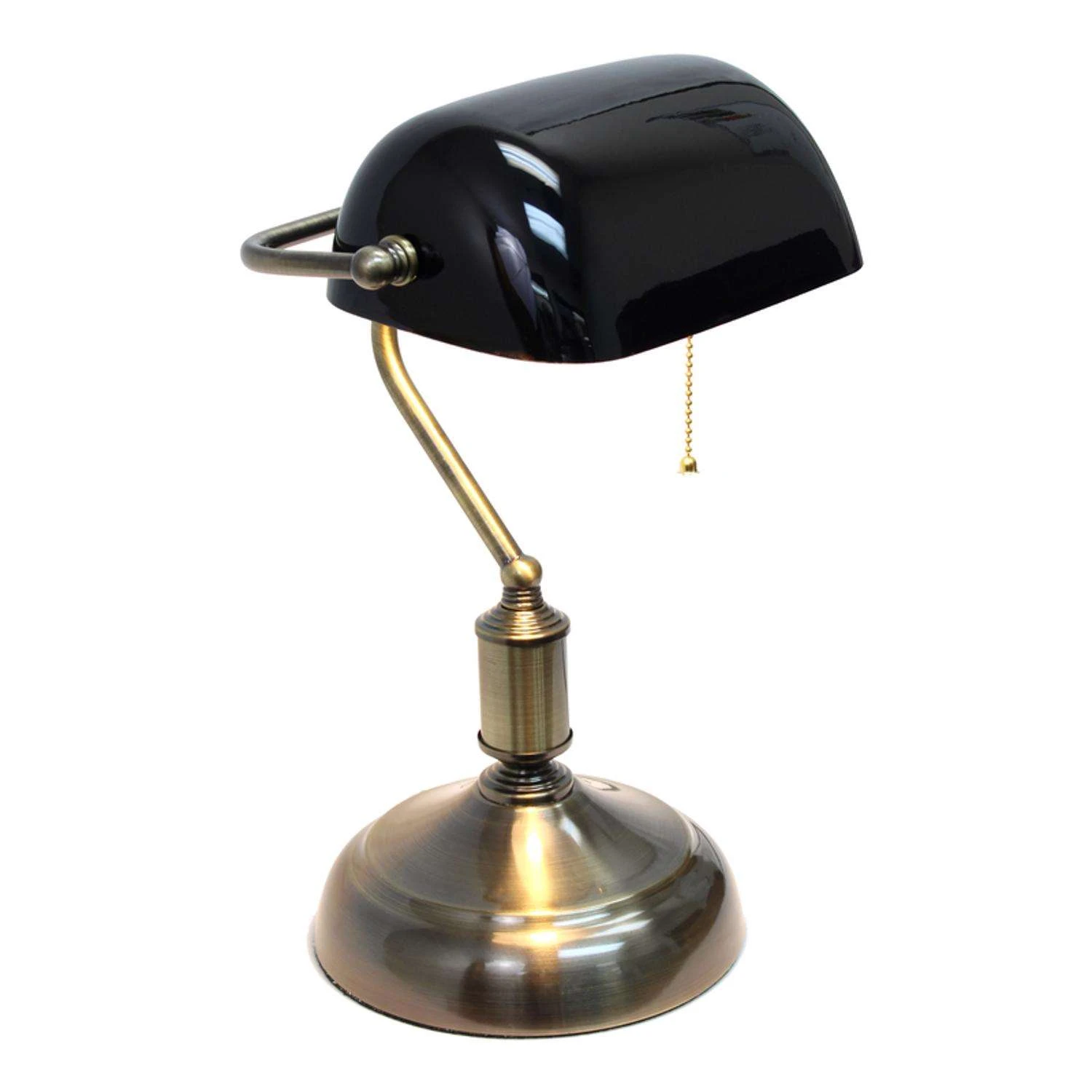 All The Rages Simple Designs 14.75 In. Antique Nickel Black Desk Lamp