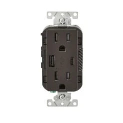 Leviton Decora 15 Amps 125 V Type A/C Duplex Brown Outlet And USB Charger 5-15R 1 Pk