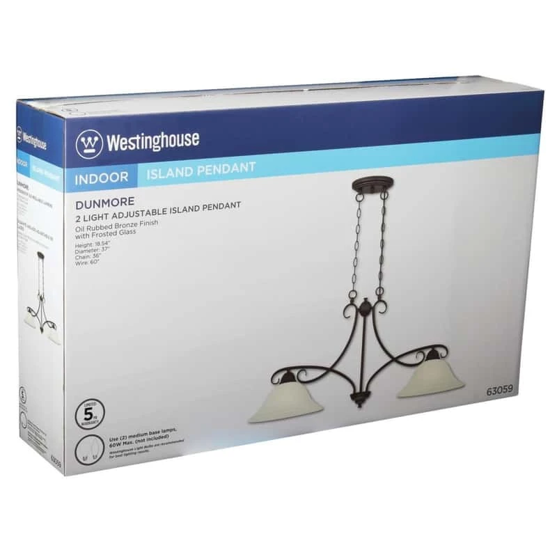 Westinghouse Dunmore Oil Rubbed Bronze 2 Lights Pendant Light - Image 3