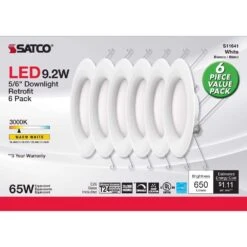 Satco Nuvo White 5-6 In. W Plastic LED Retrofit Recessed Lighting 9.2 W