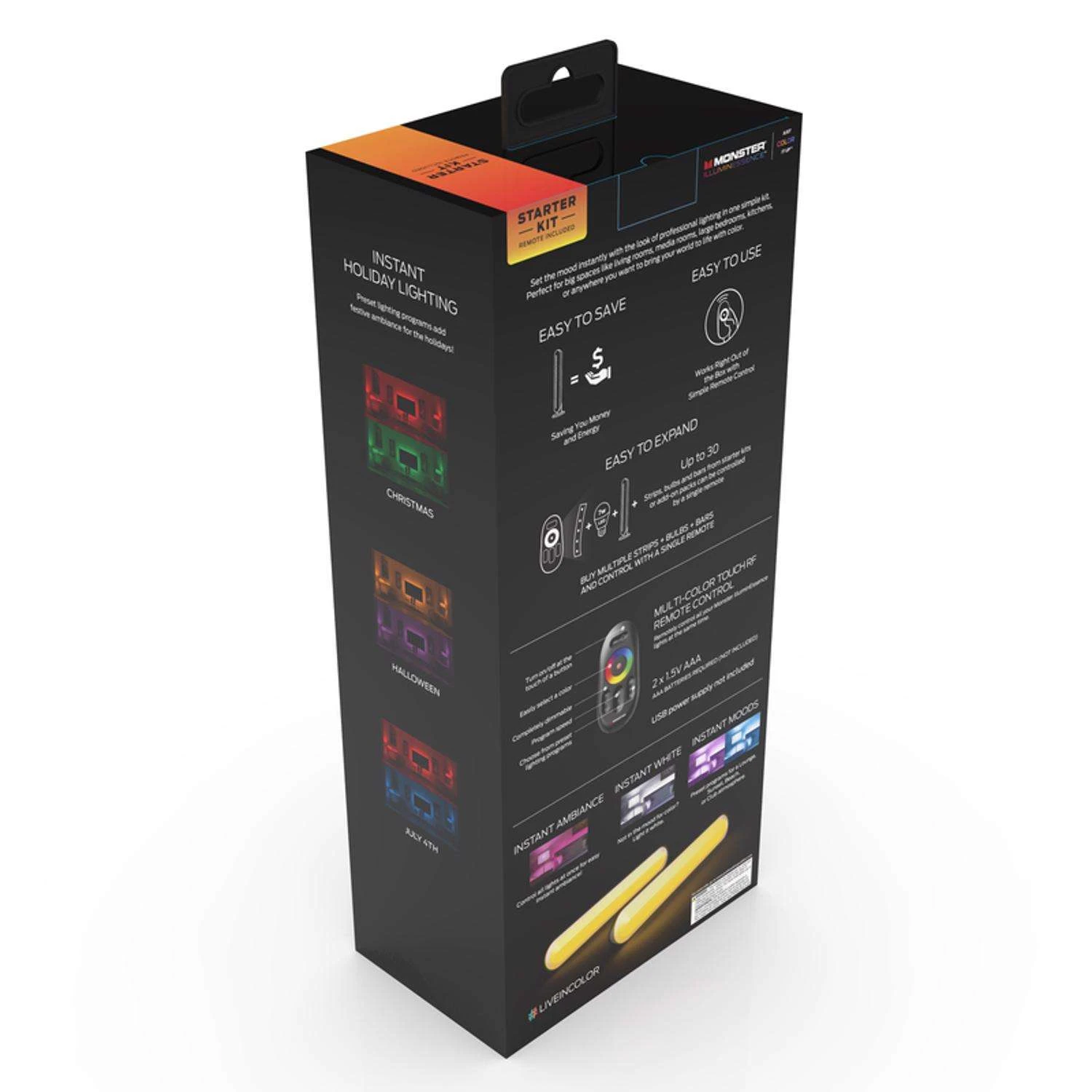 Monster Just Color It Up Illuminessence 0 In. L Black/Brown Plug-In LED Smart-Enabled Mood Light Bar - Image 9