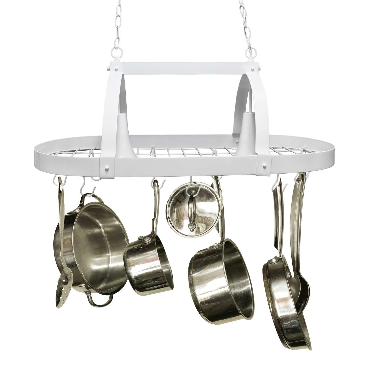 Elegant Designs 13.5 In. H X 19.25 In. W X 35.5 In. L White Ceiling Light Pot Rack - Image 5