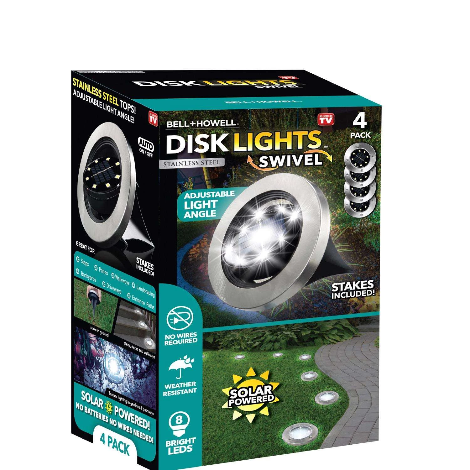 Bell & Howell Swivel Solar Powered 3 W LED Deck Light 4 Pk