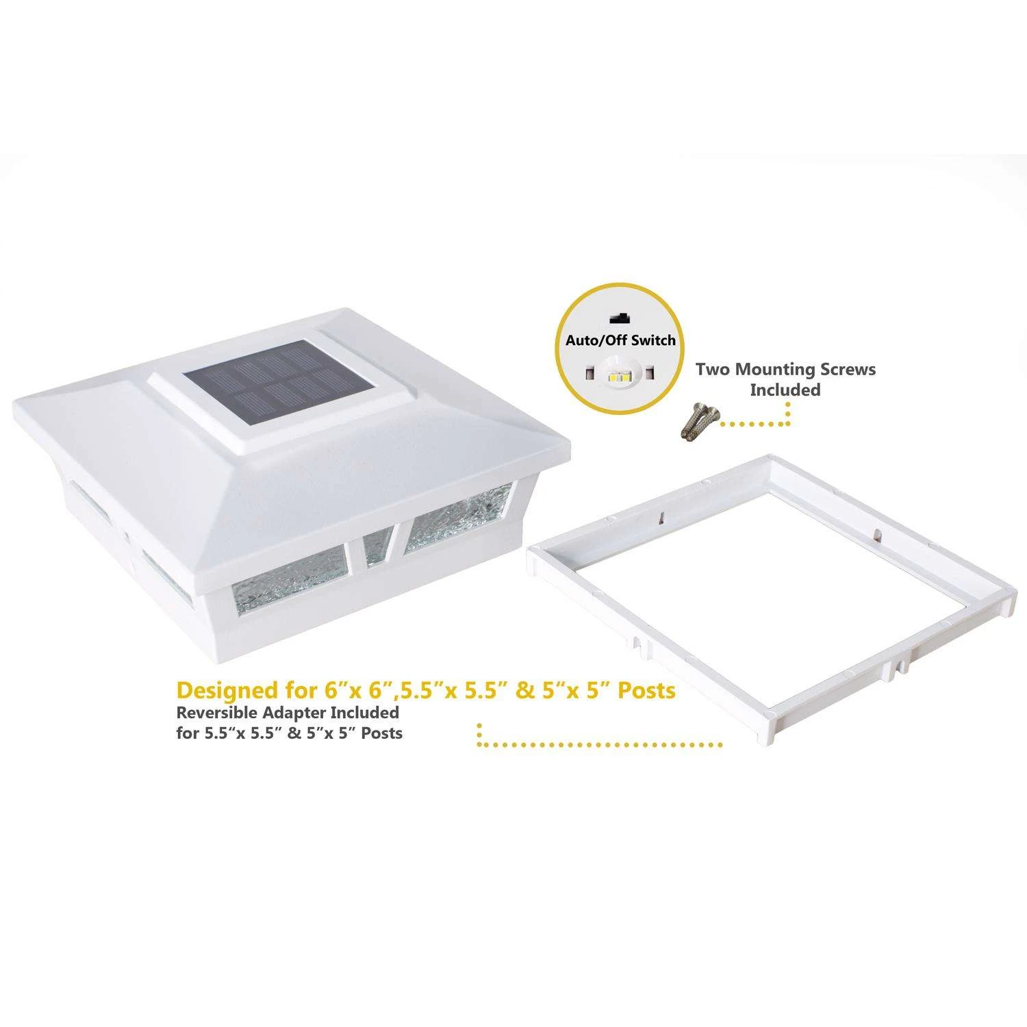 Classy Caps White Solar Powered 1 W LED Post Cap Light 2 Pk - Image 4