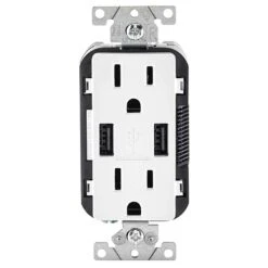 Leviton Decora 15 Amps 125 V Duplex White Outlet And USB Charger 5-15R 1 Pk