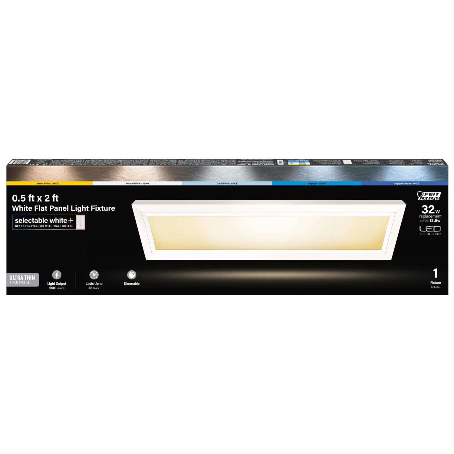 Feit EDGELIT 1 In. H X 6 In. W X 24 In. L White LED Flat Panel Light Fixture