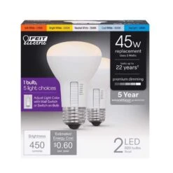 Feit LED R20 E26 (Medium) LED Bulb White 45 Watt Equivalence 2 Pk