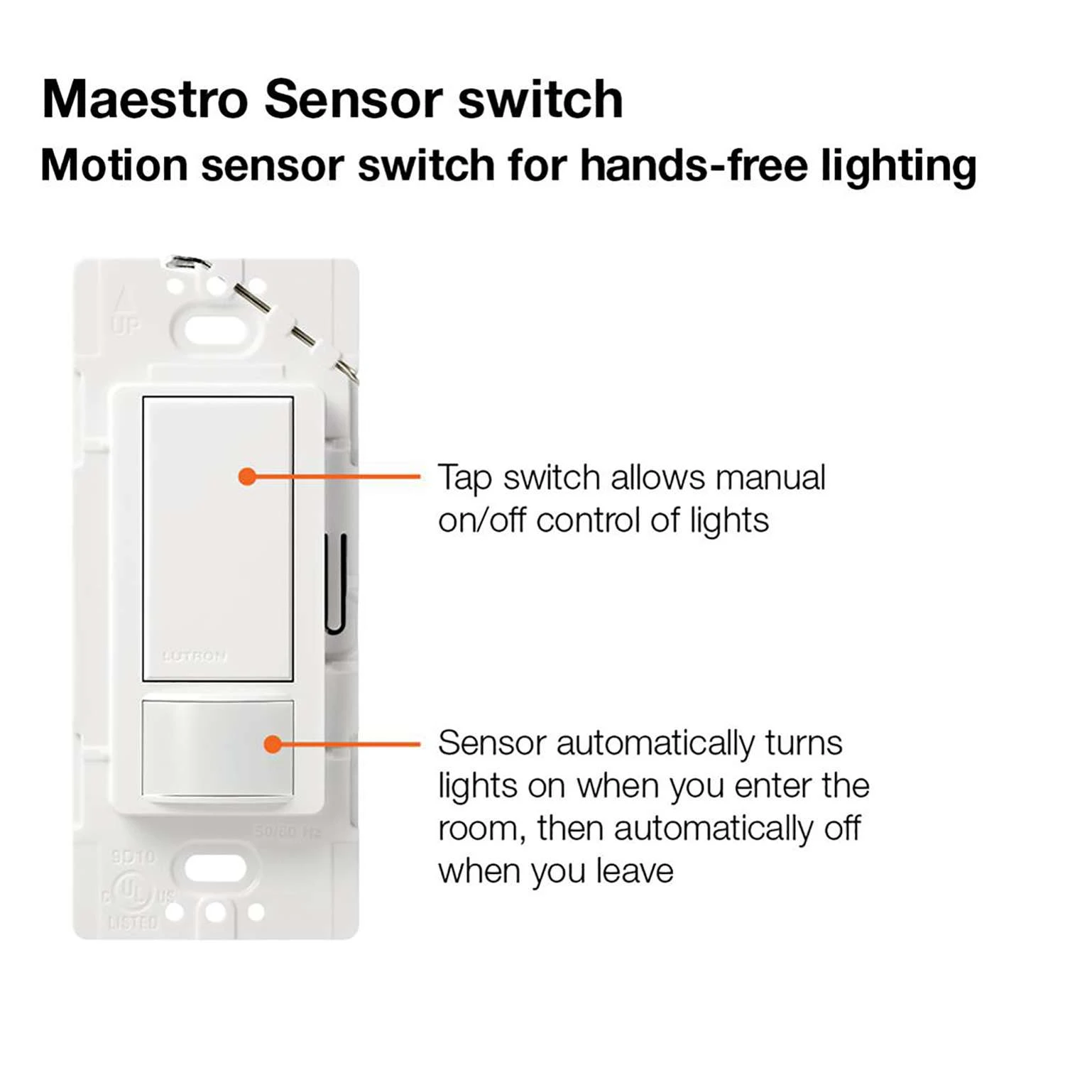 Lutron Maestro Occupancy 5 Amps Single Pole Motion Sensor Triple Combination Switch White 1 Pk - Image 5