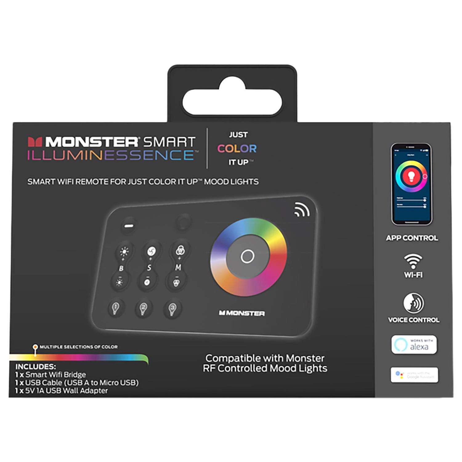 Monster Just Color It Up Wireless Smart-Enabled Mood Light Bridge Black 1 Pk