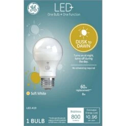 GE LED+ A19 E26 (Medium) LED Dusk To Dawn Bulb Soft White 60 Watt Equivalence 1 Pk