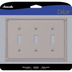 Amerelle Imperial Bead Brushed Nickel 3 Gang Metal Toggle Wall Plate 1 Pk