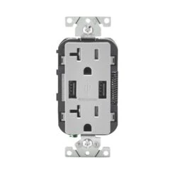 Leviton Decora 20 Amps 125 V Gray Outlet And USB Charger 5-20R 1 Pk
