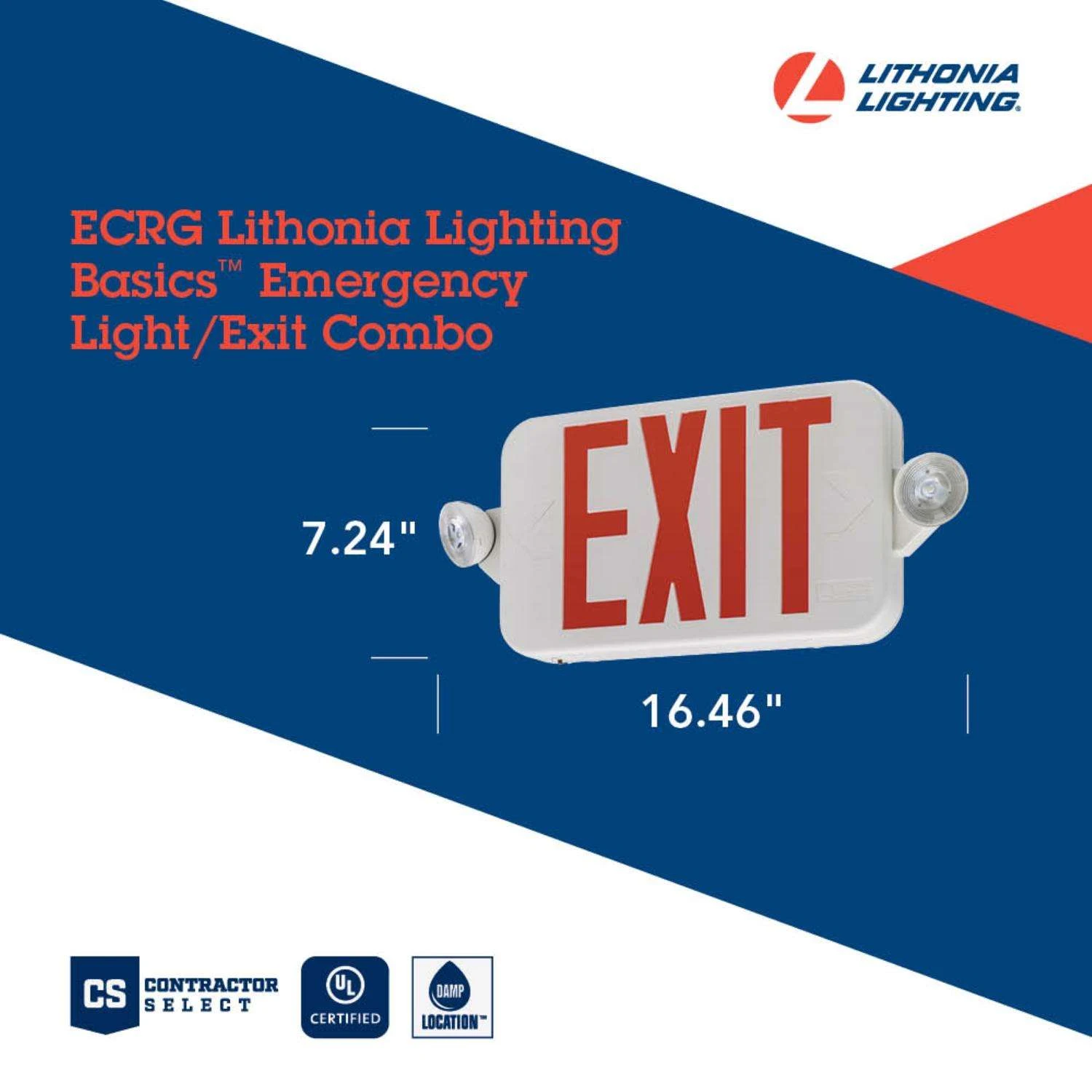 Lithonia Lighting Switch Hardwired LED White Exit Sign And Emergency Light - Image 2