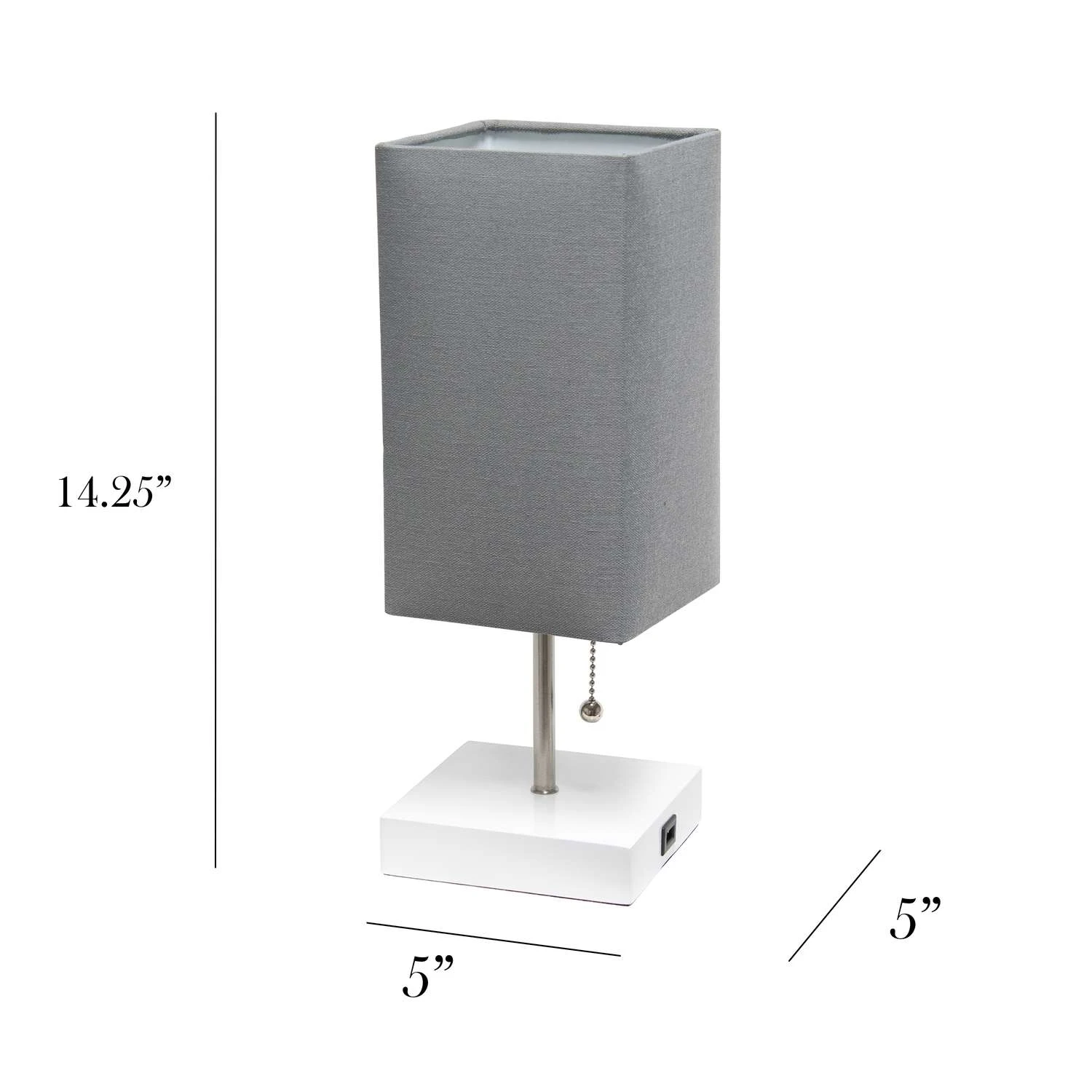 Simple Designs 14.25 In. Gray/White Stick Lamp With USB Port - Image 3