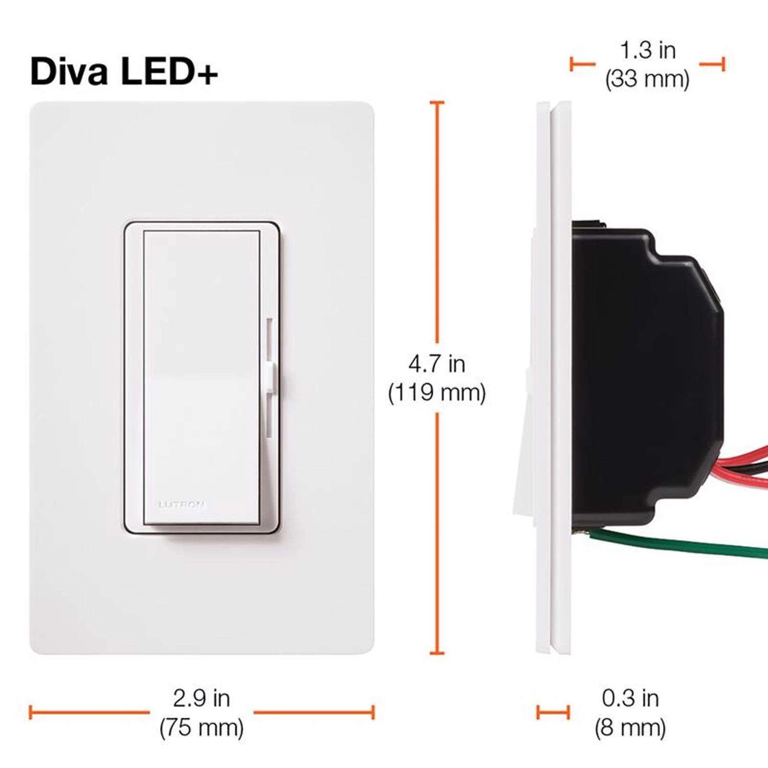 Lutron Diva Ivory 150 W 3-Way Dimmer Switch 1 Pk - Image 5