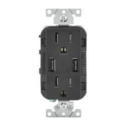 Leviton Decora 15 Amps 125 V Black Outlet And USB Charger 5-15R 1 Pk