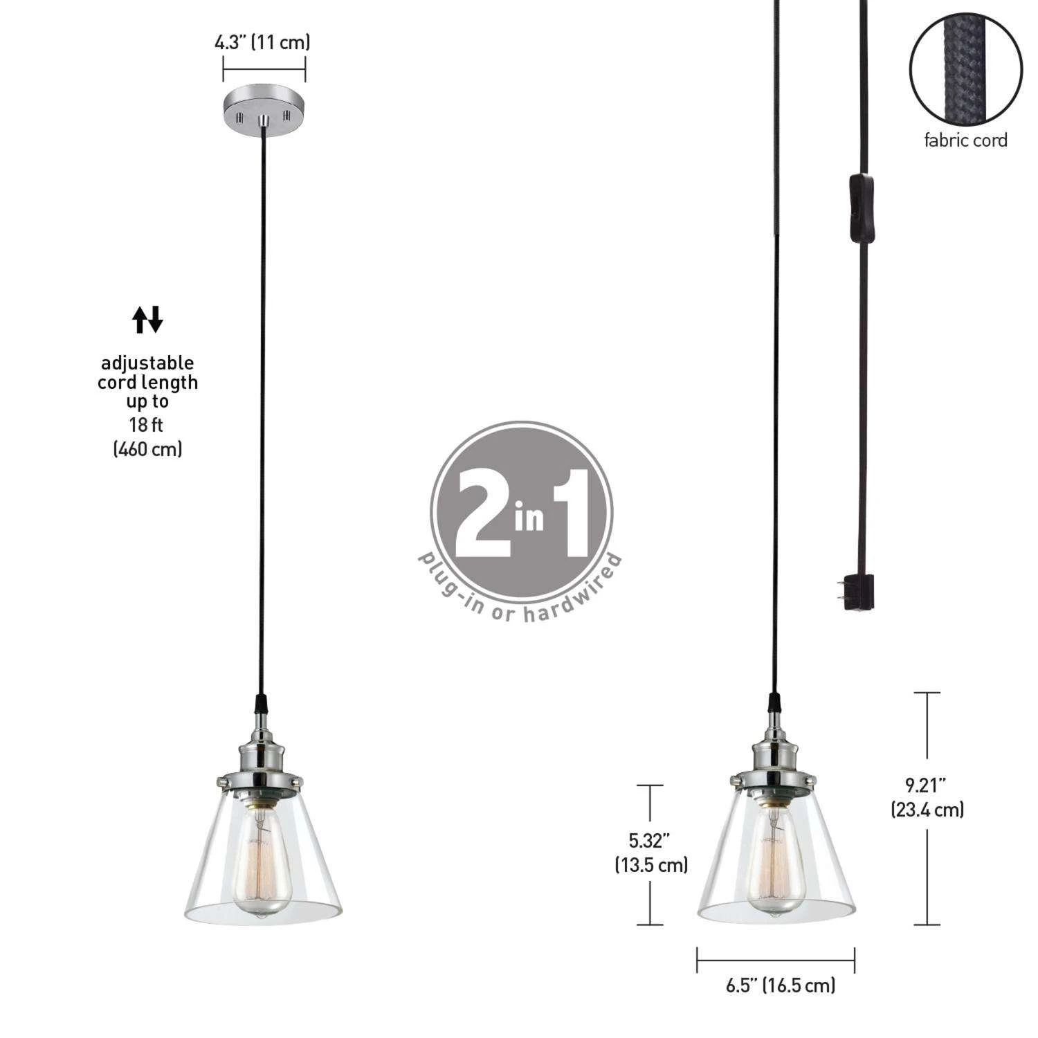 Globe Electric Parker Chrome Metallic 1 Lights Pendant Light - Image 4