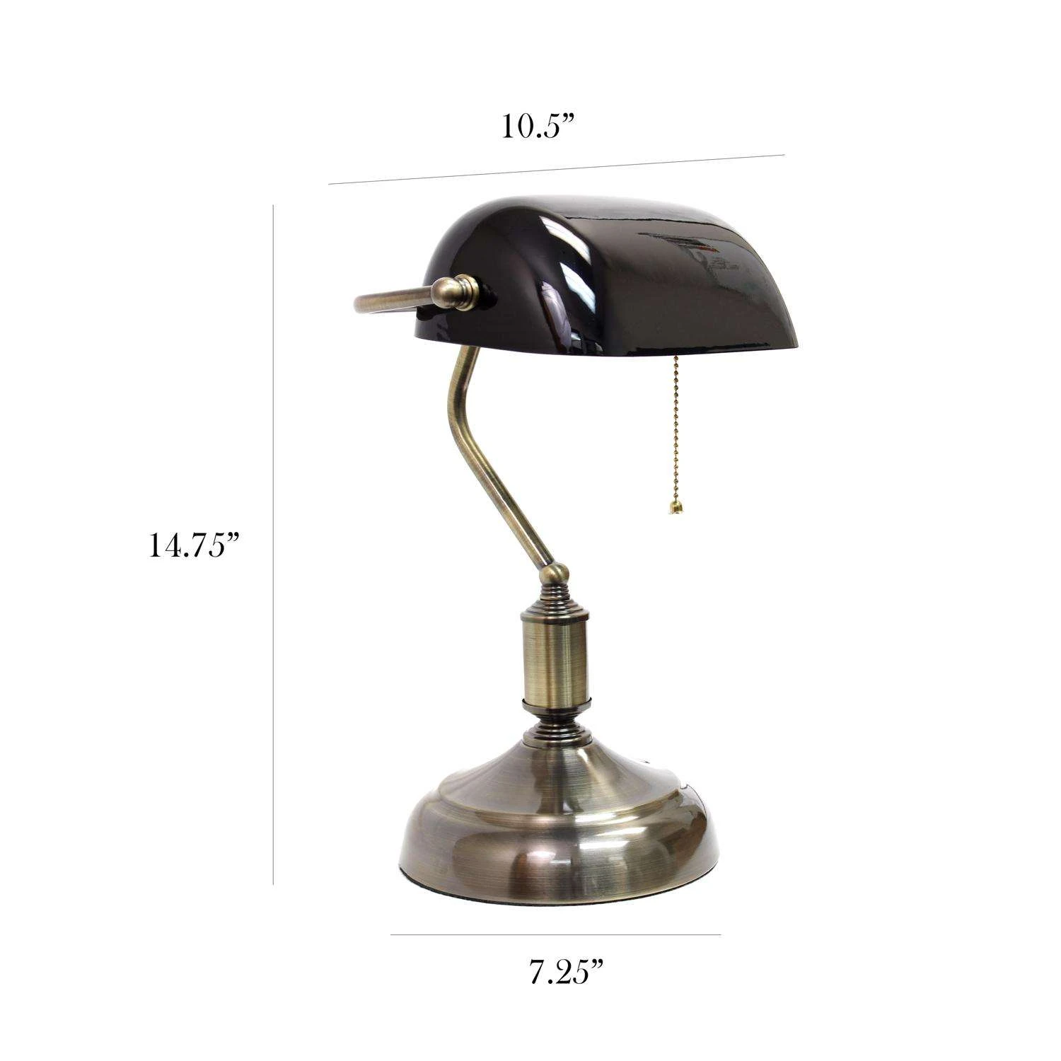 All The Rages Simple Designs 14.75 In. Antique Nickel Black Desk Lamp - Image 3